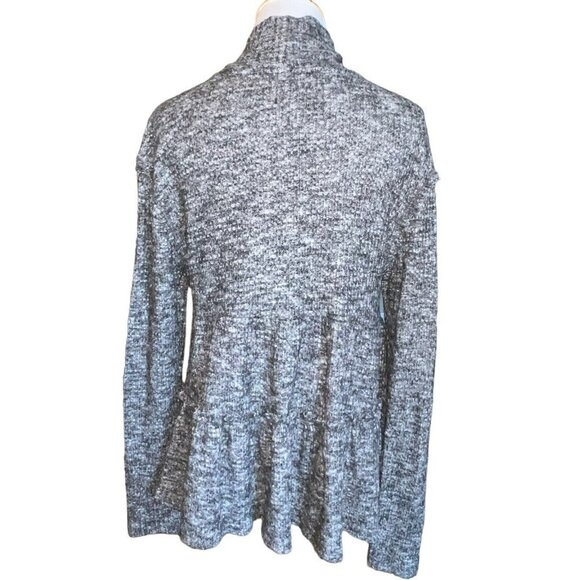 Anthropologie Eri + Ali Bronte Mock Neck Tiered Sweater Small Gray Babydoll - Picture 5 of 11